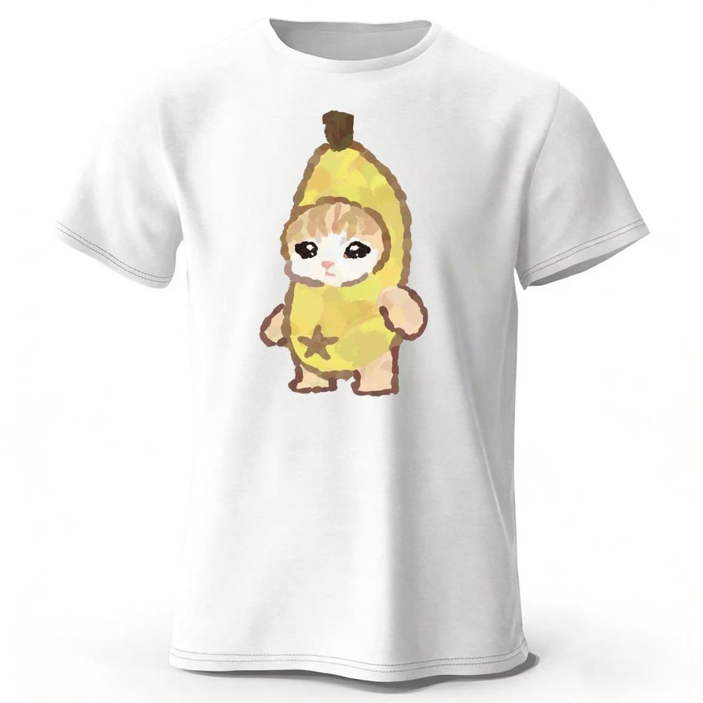 2026 Trendy Banana Kitten New Pure Cotton Short Sleeved Menwomen Daily Street Wear Plus Size Comfortable Casual Tshirt Top