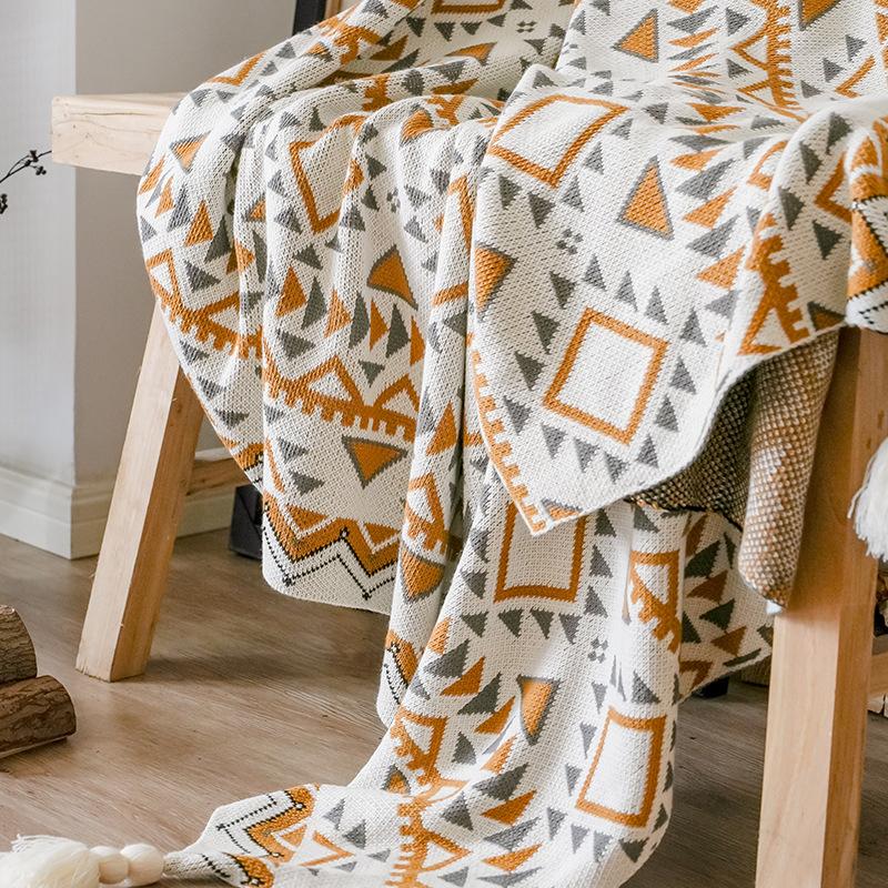 Bohemian Soft Tassel Knitted Blankets Plaid Tapestry Nap Blanket Vintage Air Conditioning Blankets Knit Blanket For Travel