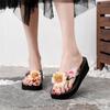 Bohemian Satin Strap Women's Platform Flip Flops - Casual Ethnic Style Summer Beach Slippers