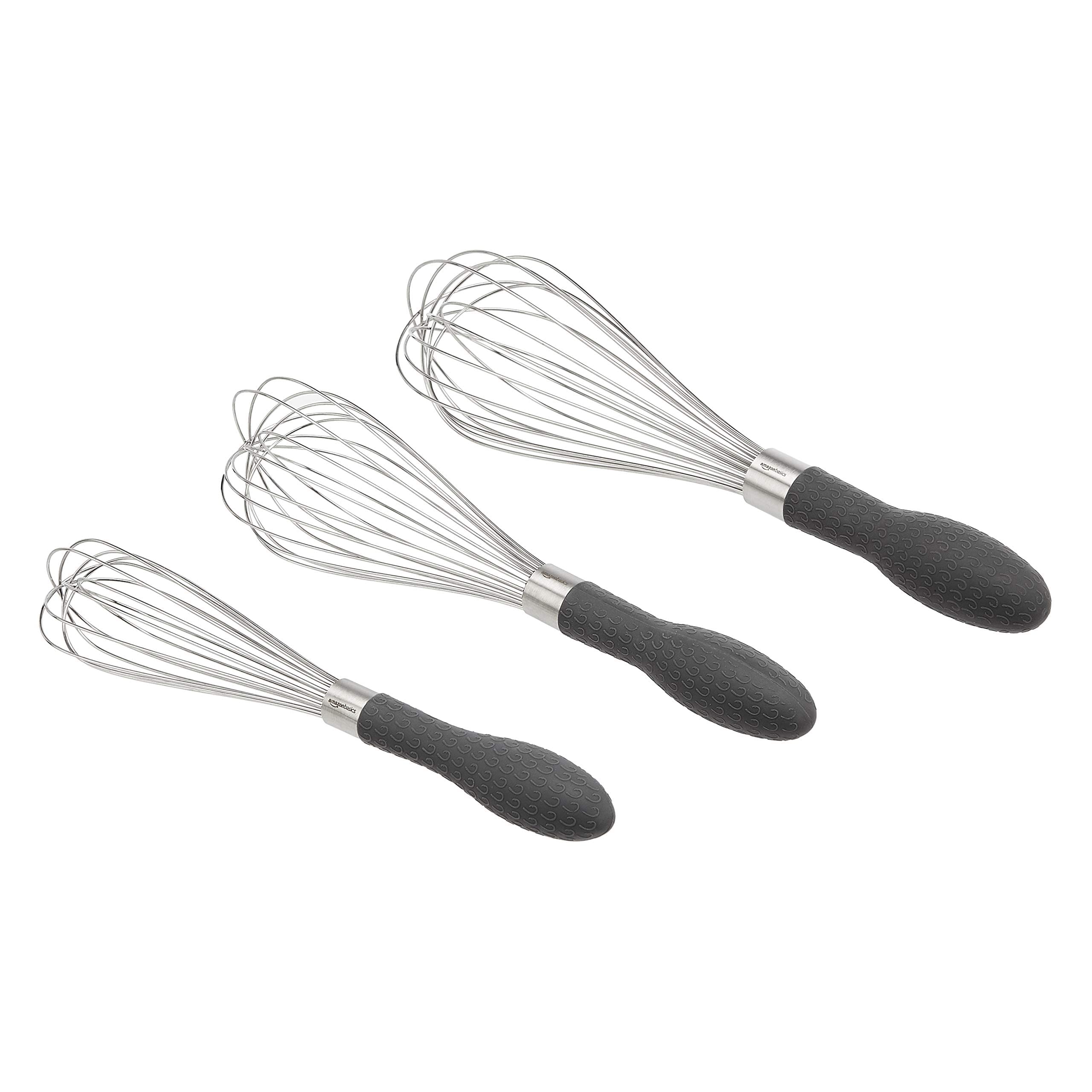 

Amazon Basics Stainless Steel Whisk Set, Gray, 3 Pieces
