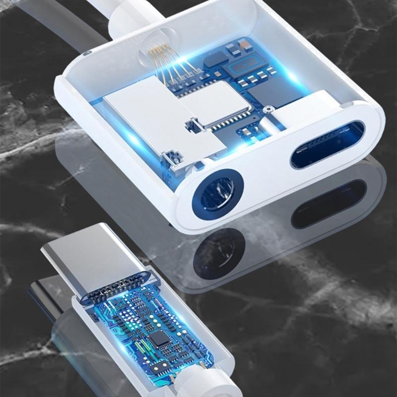 100W Charging Reinforced Cord Cable USB C To 3.5mm Auxiliary Converter Cable For Smartphones Mobile Devices Line Control