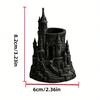 1-Piece Dark Castle-Shaped Pen Holder 3D Printed Vintage Architectural Pen Container Desk Organizer Decoration Student Designer Gift Ma