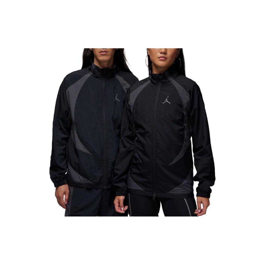 Jordan Logo Print Contrast Collar Zip Jacket Unisex Jacket Black DX9368-011