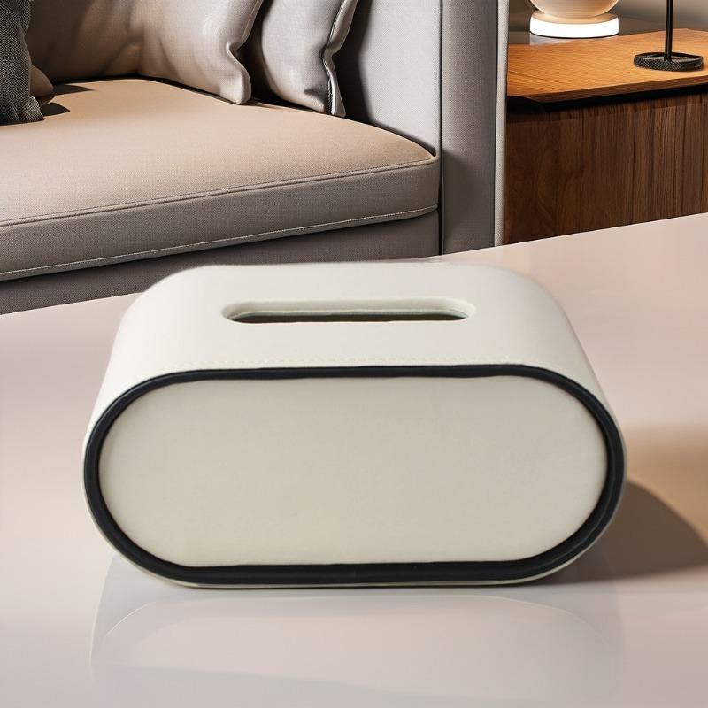 High-end Luxurious Creative Leather Tissue Oval Tissue Box Living Room Bedroom Desktop Napkin Storage Box organizadores