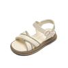 Kids Summer Sandals 2024 New Girls Versatile Beach Shoes for Vacation Soft Sole Open Toe Solid Color Princess Shoes for Toddlers