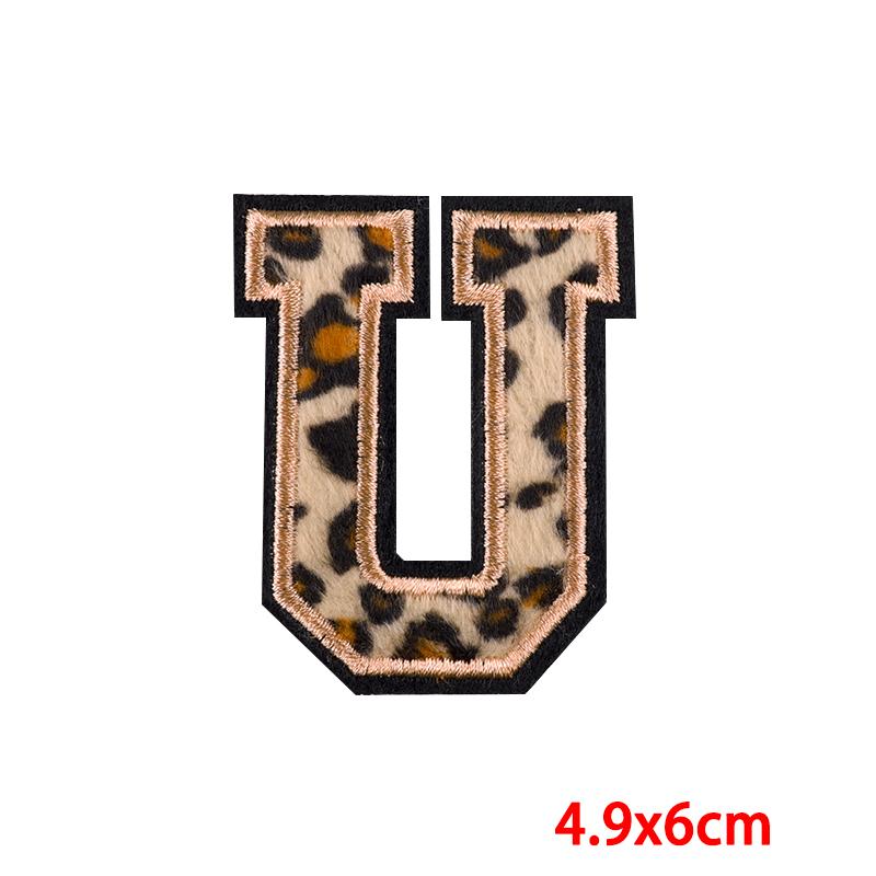 Leopard Print Letters Patch Iron On Patches For Clothing DIY Brand Name Patches On Clothes Fusible Patch For Clothes Stickers
