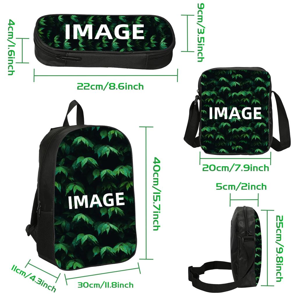 Football Printed Pattern Backpack Cool and Personalized Three Piece Set for Boys Large Capacity Backpack, Meal Bag Pencil Case