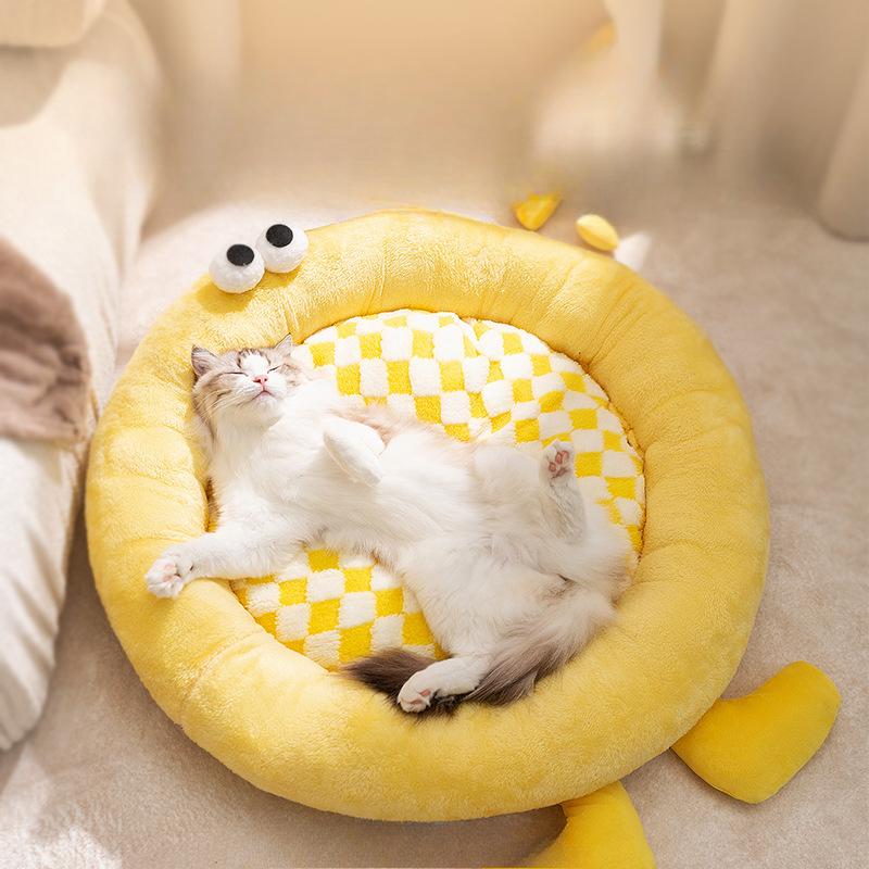 Warm and Thickened Autumn and Winter Cat Nest Plush Round Nest Elf Briquettes Plush Dog Nest Deep Sleep Pet Nest