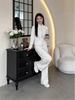 Women’s Early Spring White Hoodie & Wide-Leg Pants Two-Piece Set - Casual High-End OOTD