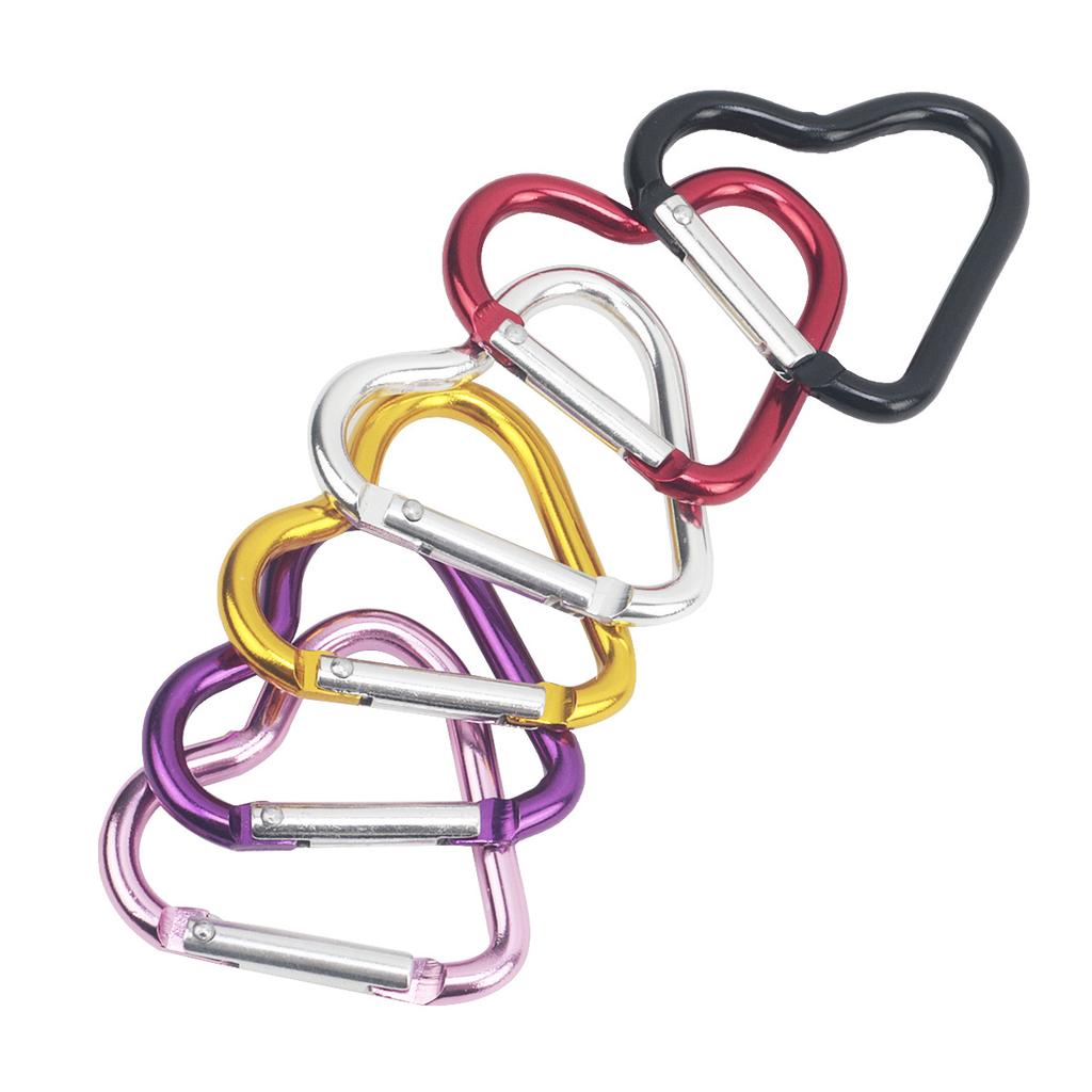 11Pcs Heart-Shaped Aluminum Alloy Carabiner, 44*40mm Love-Themed Clip for Backpacks/Water Bottles, Lightweight  Hanging Buckle, 5kg Load-Bearing
