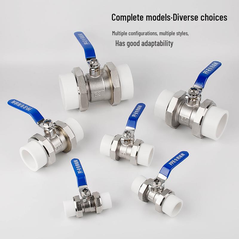 Multi-Size PPR Copper Double Union Ball Valve with Switch - Hot Melt Options Available (DN20-63, 1/2" To 1")