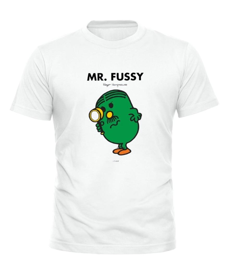 Mr Men TShirt Mr Fussy Printed Graphic Tee Adults Unisex All sizes black white Unisex T-Shirt L