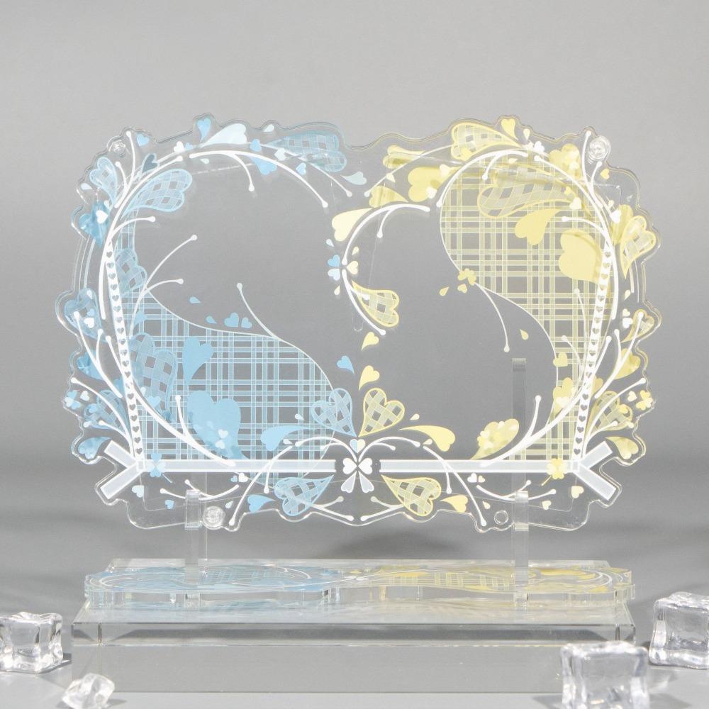 Romantic Double Heart Photo Card Frame 3.5 Inch Acrylic Anime Card Brick Display Case Collection CP Double Grid Photocard Holder