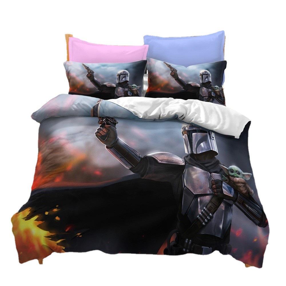 Juego de Ropa de Cama, Serie Mandalorian Tamaño Funda Nórdica de Tres Piezas