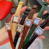 Square Simple Roman Diamond Women'S Watch Niche Light Luxury Leather Watch Fashion High Sense Women'S Watch