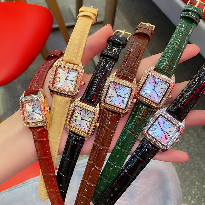 Square Simple Roman Diamond Women'S Watch Niche Light Luxury Leather Watch Fashion High Sense Women'S Watch