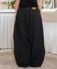 RuNaKi'Hu' Wxp042 Saki Frill Seersucker Wide Pants (Black)