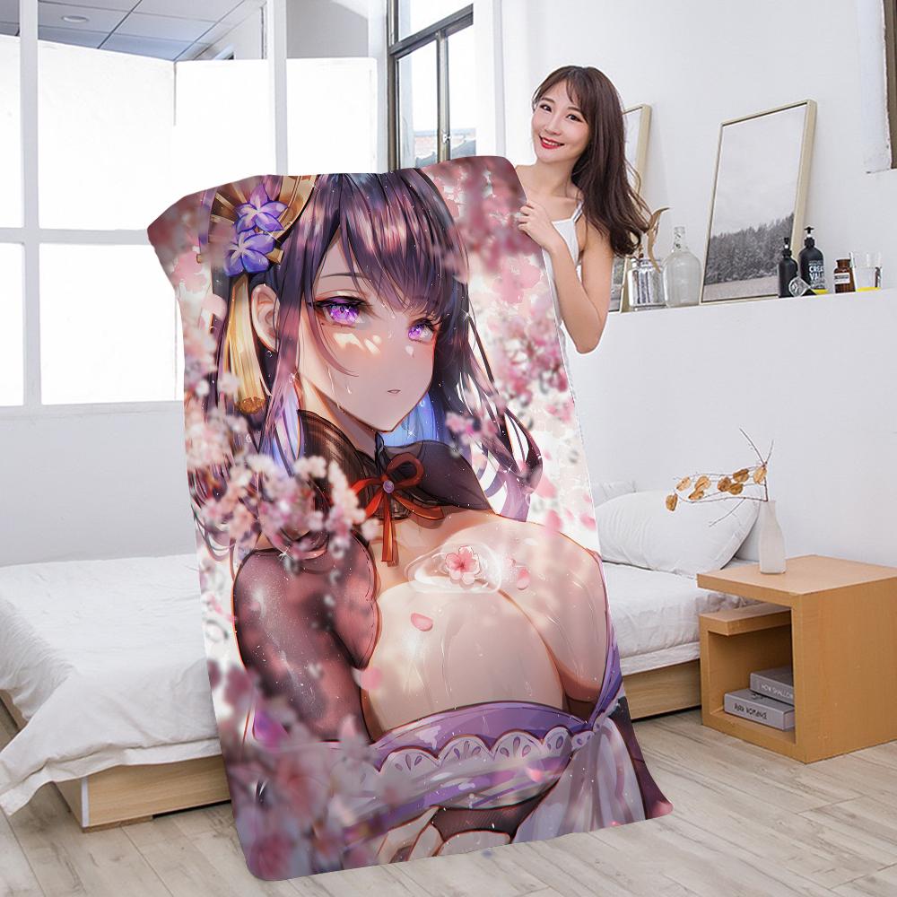 Raiden Shogun Genshin Impact Beach Towels Shower Towel Sauna Travel Spa Microfiber Quick Dry Gym Accessories Cute Room Decor