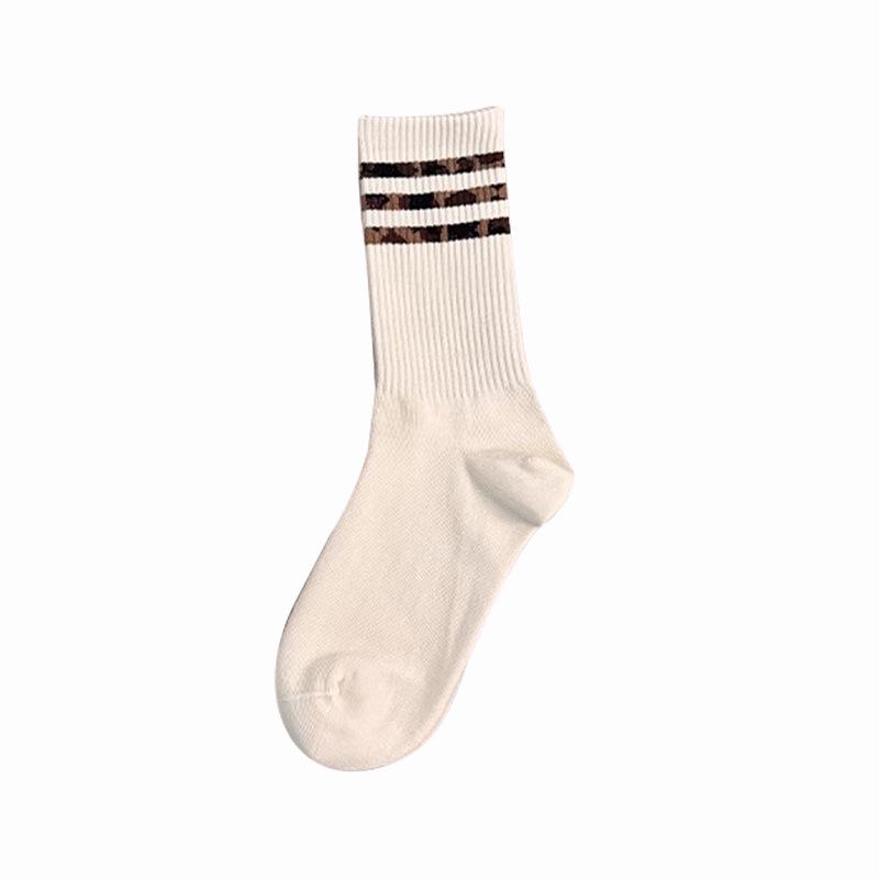 Women's Mid-Calf Socks - Polka Dot & Leopard Print, Trendy Korean Style, Knee-High, Versatile, Non-Slip, Spring/Autumn Fashion.