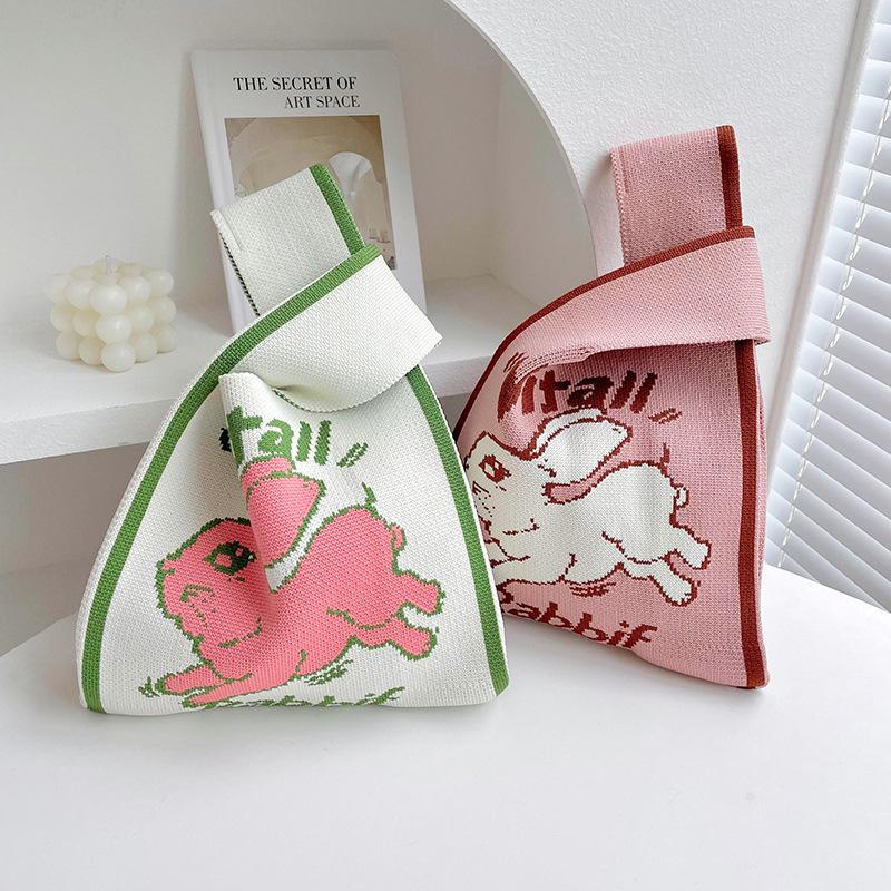 

Вязаная сумка-тоут с кроликом большой вместимости для упаковки лунных пряников