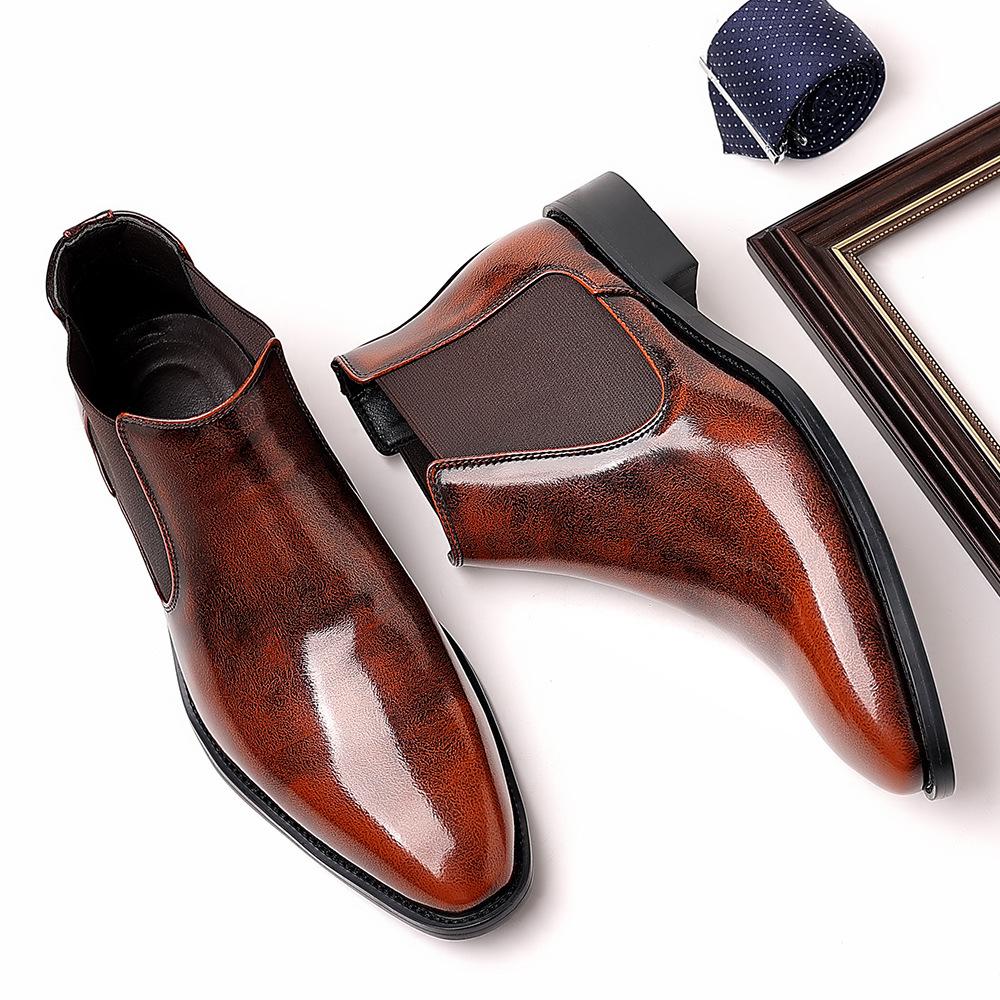 Classic Luxury Vintage Fashion Outdoor Men's High-Top Windproof Spring/Autumn Work Boots Men's Oversized Leather Boots Comfortable Shoes