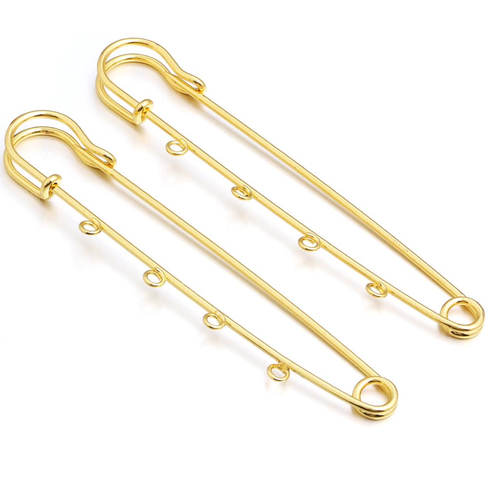 5-10pcs/lot Gold Safety Pins Brooches Blank Base Brooch Pin with Holes Fasteners Pin For DIY Jewelry Making Supplies Accessories