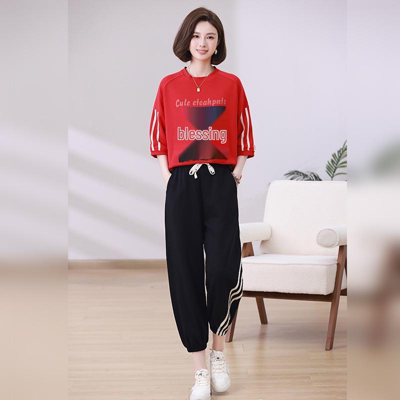 

Женский летний модный костюм 2025: Повседневный омолаживающий комплект из двух предметов XL