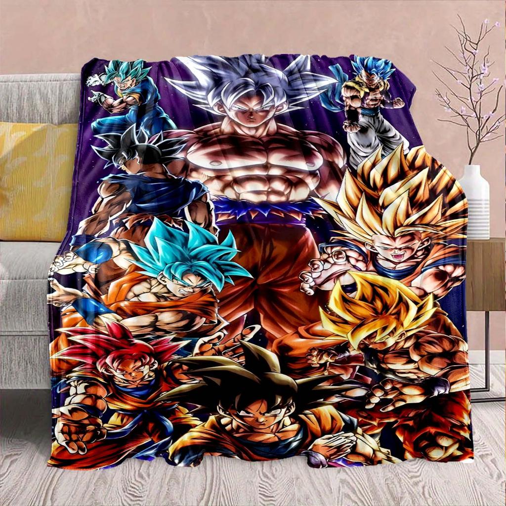Flanelová deka Dragon Ball Anime - Měkká teplá ideální na pohovku, do postele, na kempování, cestování, do kanceláře, domácí dekorace -QJY