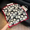 Silk scarf women's spring and autumn decoration versatile ins simple style striped square scarf streamer simulation silk fashion scarf scarf scarf