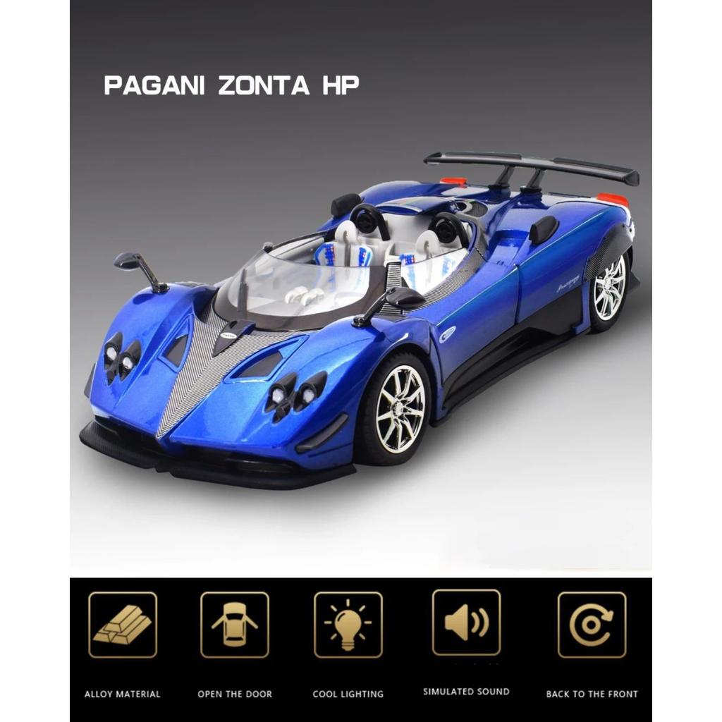 1/24 Pagani Zonda HP Barchetta Supercar Alloy Car Model Sound and Light Pull Back Children's Toy Collectibles Birthday Gift