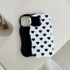 2 In 1 TPU+PC Glossy Cute Heart Hard Phone Case for iPhone 13 14 15 16 Pro Max Wave Edges Comfortable Touch Slim Girly Cover
