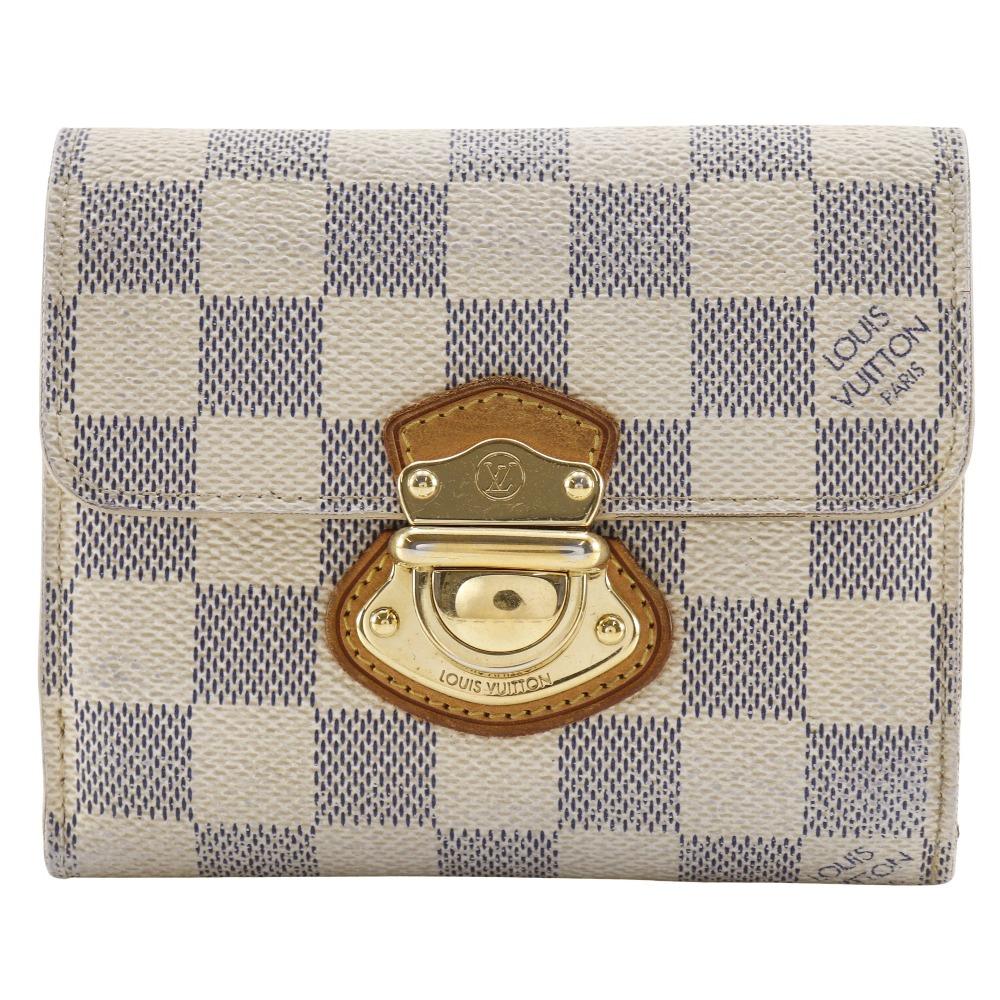 LOUIS VUITTON Portefeiulle Joy Bi-Fold Wallet N60030 Damier Azur Canvas Women Used