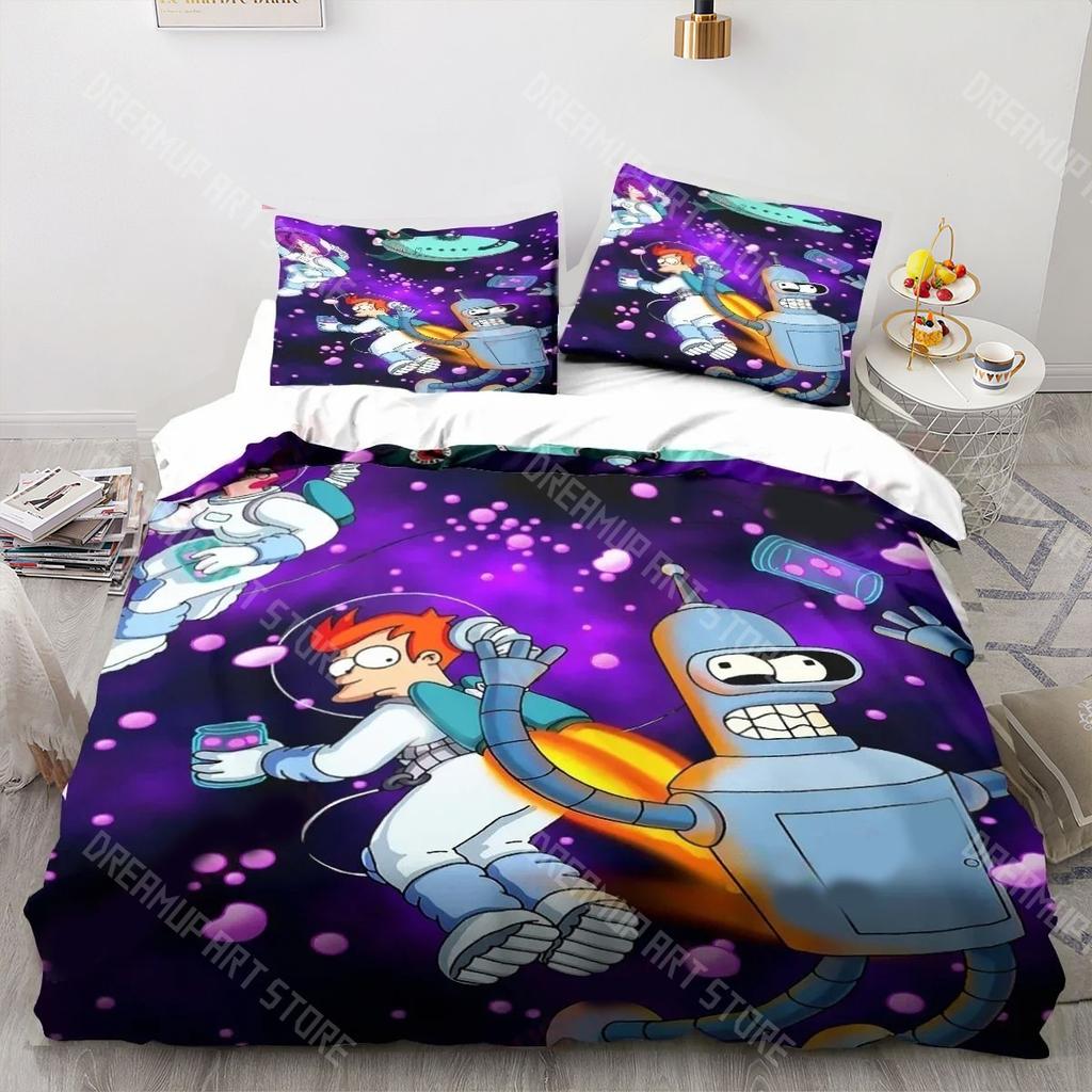 3D Printed F-Futuramas Bender Bedding Set for Boys Girls Duvet Cover Pillowcase Twin Queen King Full Single Double Sizes