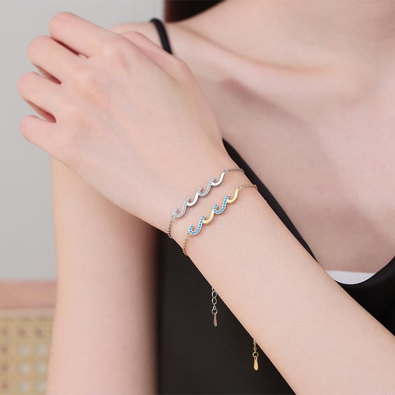 

chain bracelet diamond-encrusted women Fashion versatile and high-end Wave ins fashion 1PC bracelet for and light luxury High Quality срібний