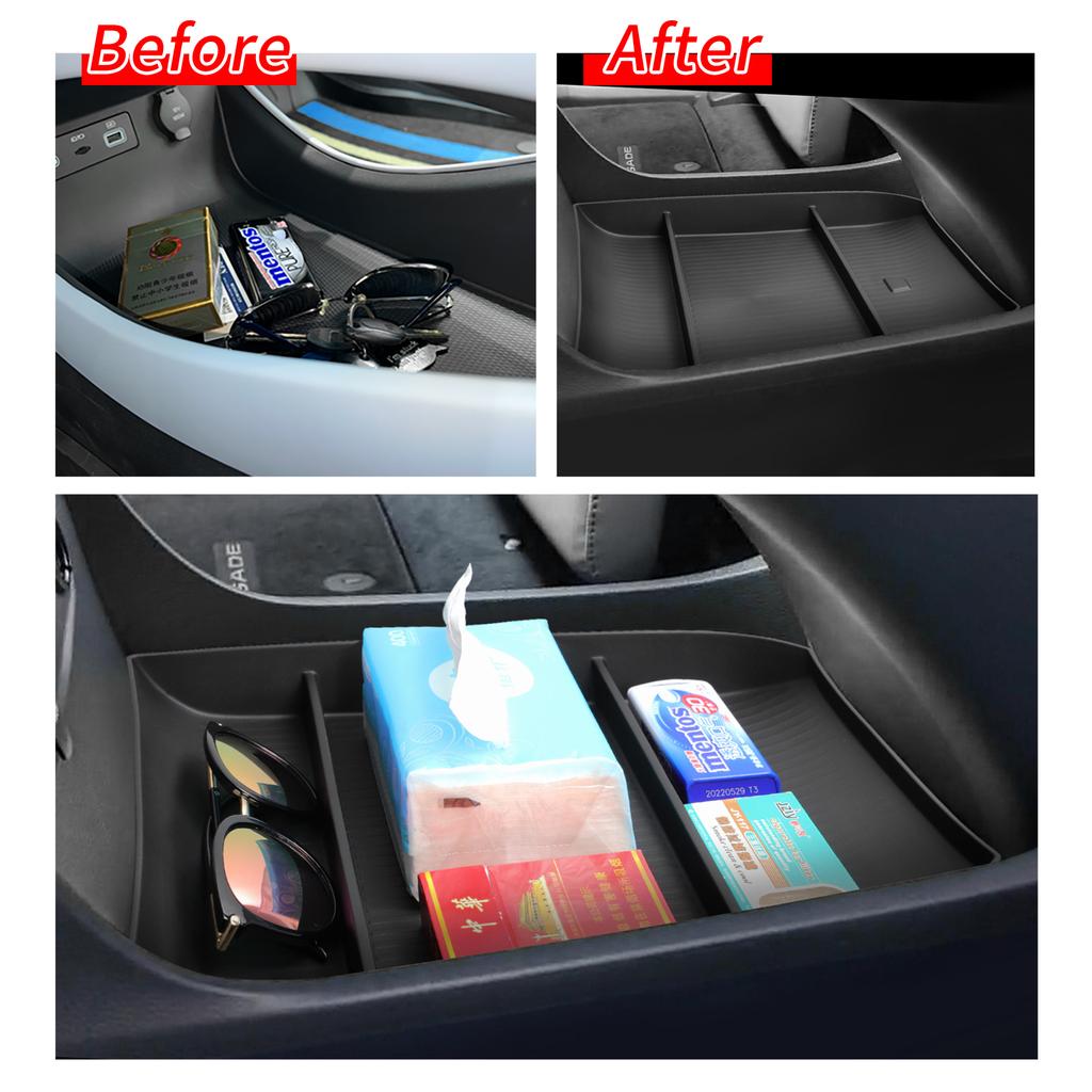 For Hyundai Palisade 2023 2024 Center Console Storage Box Car Central Lower Layer Tray TPE Organizer Accessories Tidying