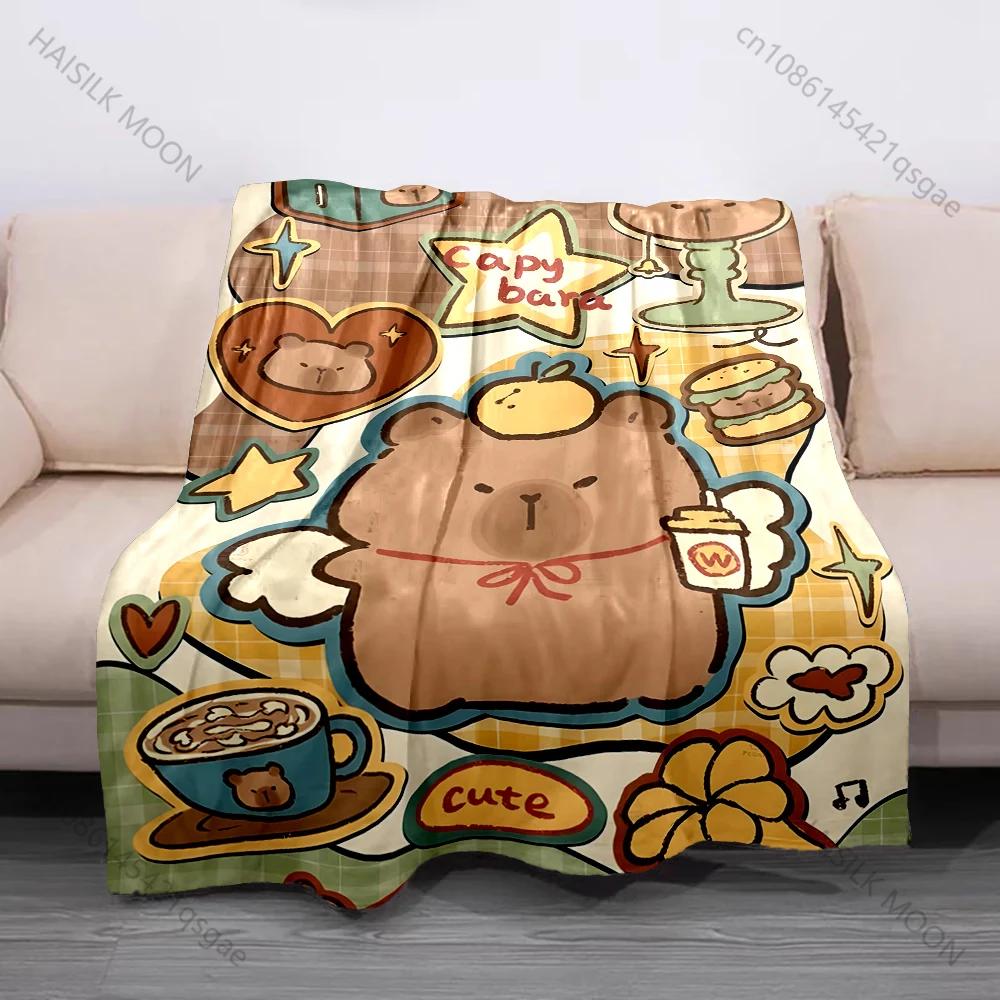 17 Styles Capybara Cartoon Print Blanket Soft Fluffy Throw Blanket Kids Adult Sofa Bed Travel Blanket Cover Throw Wonderful Gift