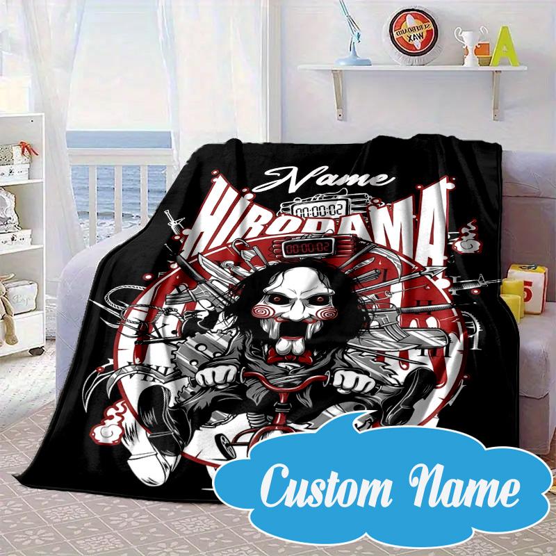 Custom Name Horror Holiday Mashup Blanket bed sofa Blanket Flannel Blanket for Camping, Hiking, Picnic Essentials,gift for Fan family