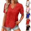 Ladies' Color Casual Elegant Short Sleeved T-shirt Lace Top