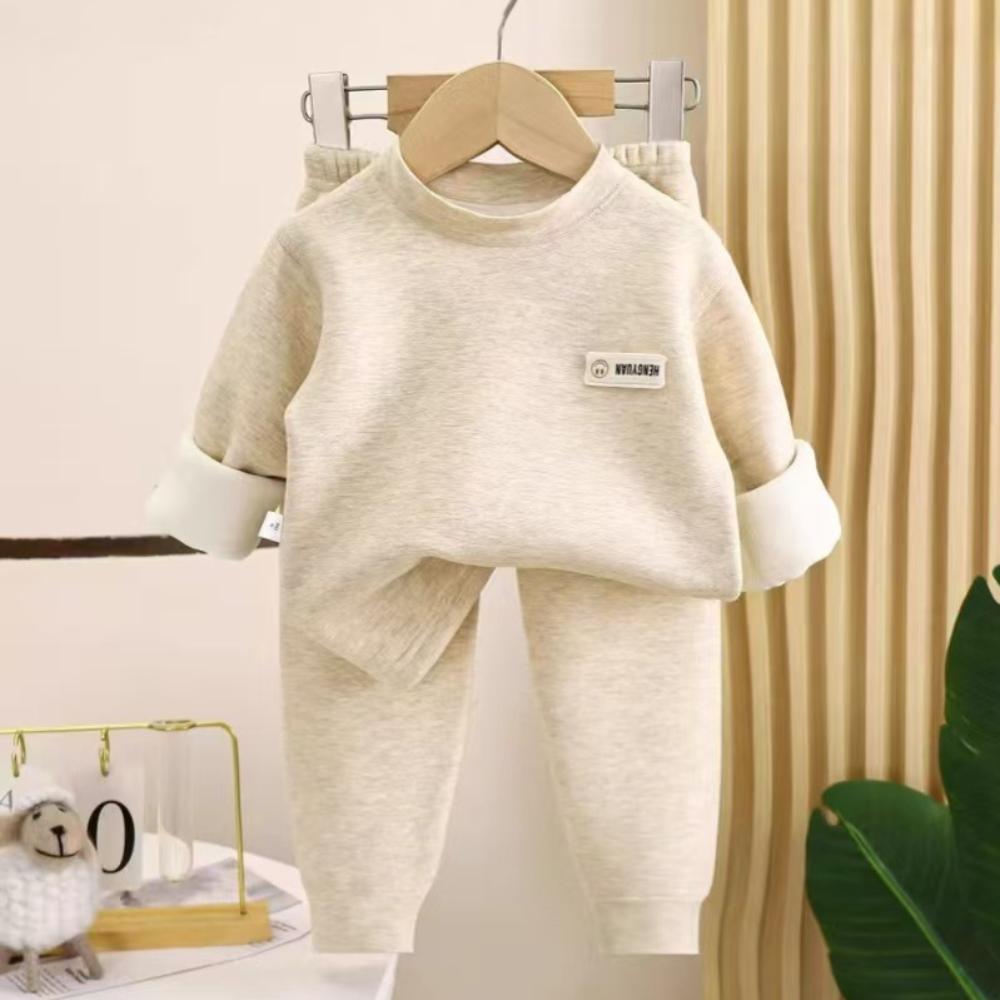 Autumn and Winter Children's Thermal Underwear Plus Fleece Suits Boys' Thick Pajamas Girls' Home Clothes Children's Clothing