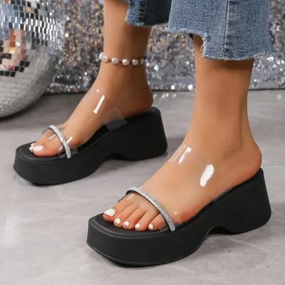 Fashion Slippers Women 2025 High Quality Open Toe Woman Slippers Platform Outdoor Female Crystal Platform Wedges Casual Women's Sandals