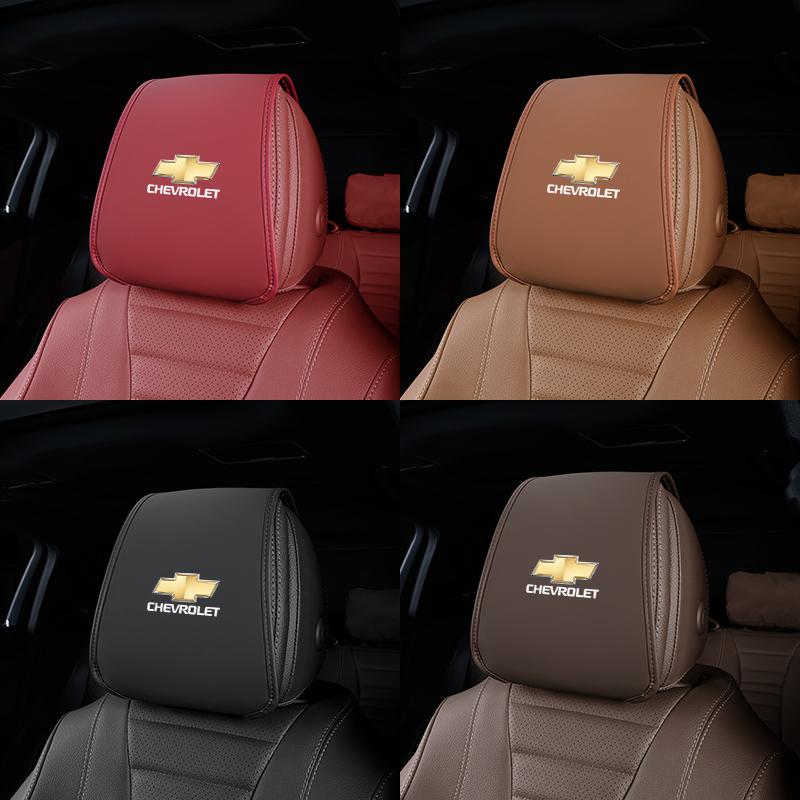 2Pcs Quality Leather Car Seat Headrest Covering Accessories For Chevrolet Corvette Montana TrailBlazer Silverado Traverse Camaro