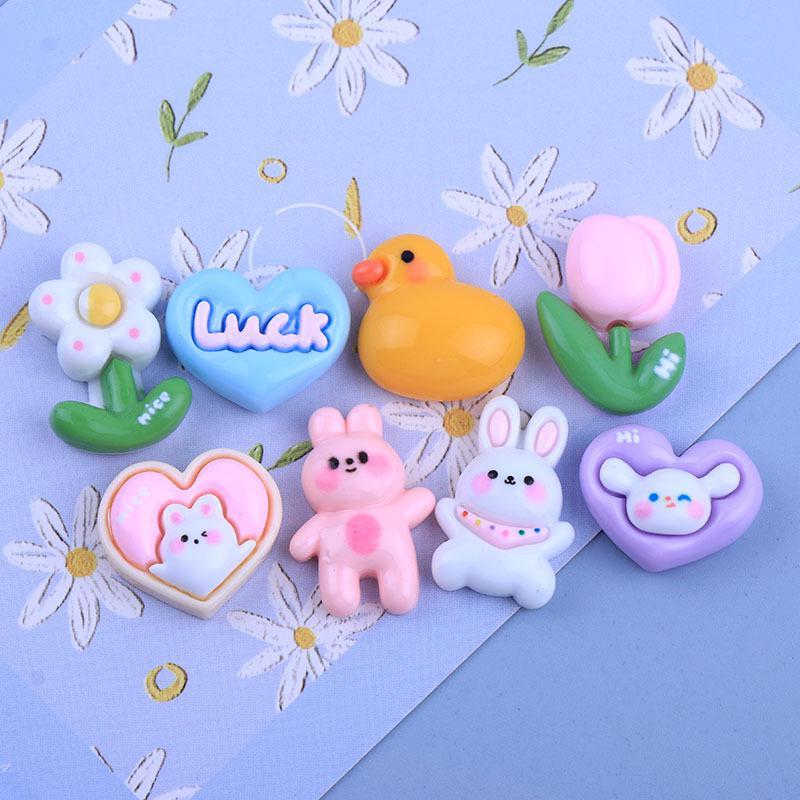 Cartoon Glossy Rabbit Heart DIY Resin Hair Tie & Fridge Magnet Accessories