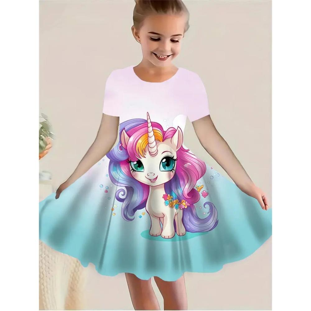 

Новые модные детские платья с принтом, детские платья с короткими рукавами для девочек 110cm