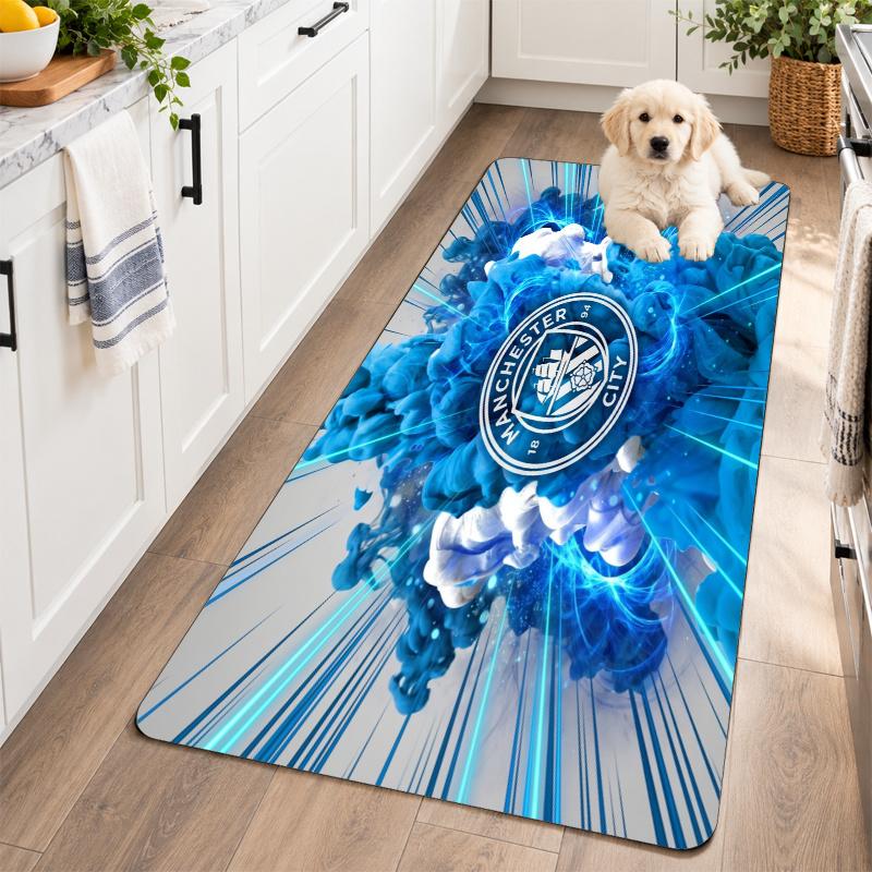 Flannel Kitchen Mat Manchester City Soft Area Rug Non Slip Floor Carpet Home Decoration
