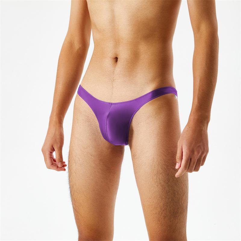 Satin Swimwear Mens Swimsuit Glossy Silk Bulge Pouch String Thongs Mini Bikini Bottom Underwear Low Waist Swimwear Bath Panties