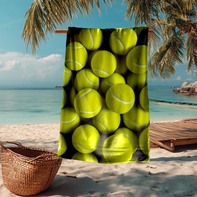 Ultra Soft Beach Towel with tennis Theme,Ideal for Pool,Camping, Diving,Perfect Travel Essential, Vibrant Beach Towel.