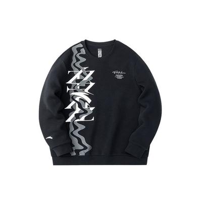 Anta Basketball Series Letter Print Crew Neck Long Sleeve Sweatshirt Men Tops Black 152311728-4