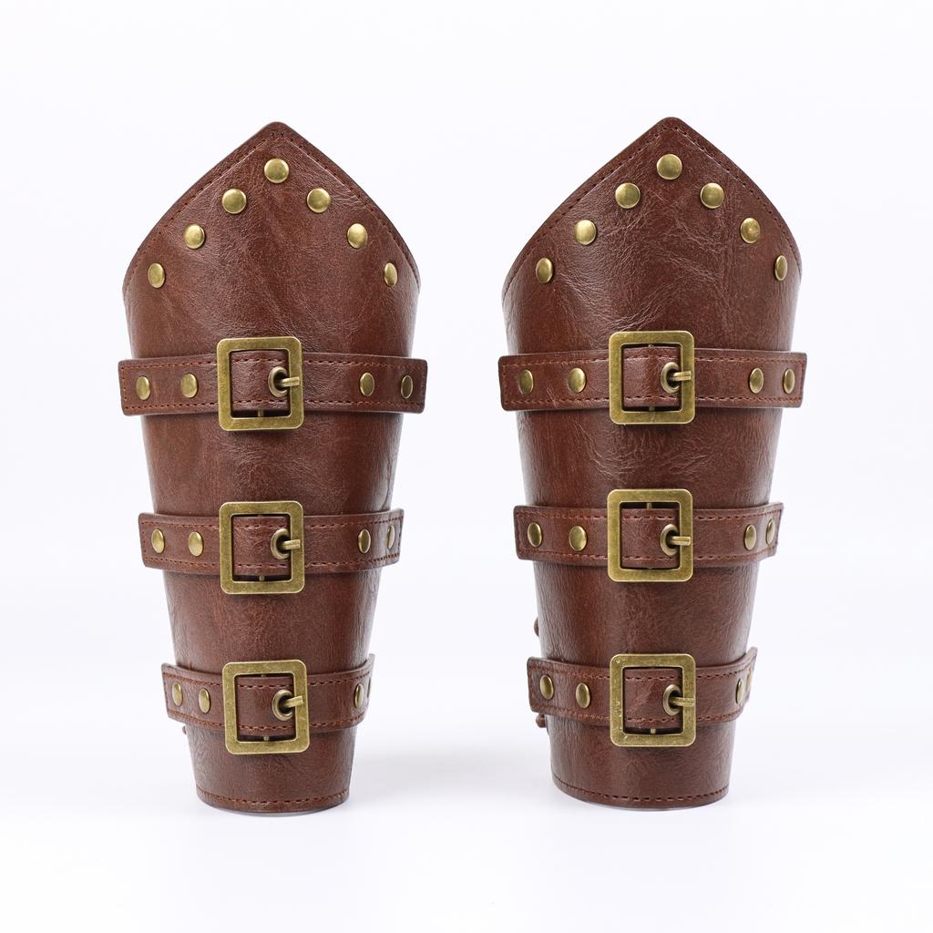 Leather Gauntlet Wristband Viking Leather Arm Guard Medieval Armor Bracers Leather Armband Wrist Guards Cosplay(Single