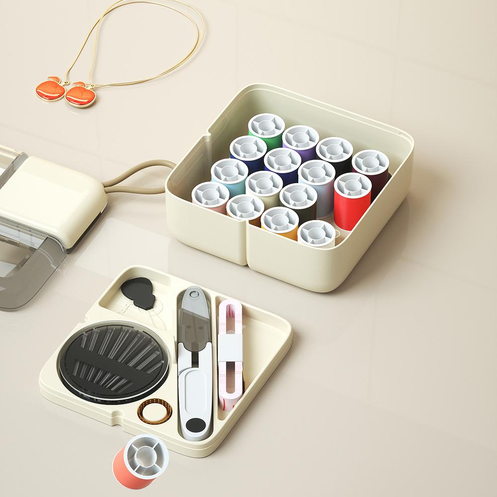 1 Set Sewing Kit with Scissors, Sewing Needles Thimble, Thread, Tape Measure