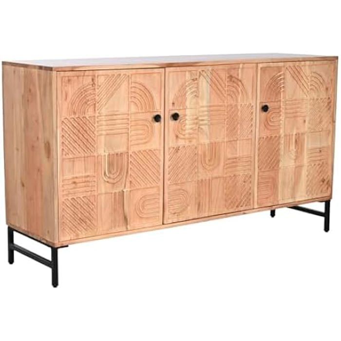 Buffet - HOME ESPRIT - Marron Noir - 145 X 40 X 80 Cm - Meuble De Séjour - Buffet Bas